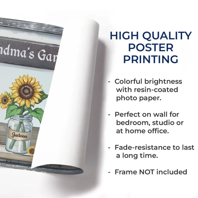 The Beauty Of Grandma’s Garden Is Rooted In Her Love - Family Personalized Custom Horizontal Poster - Gift For Mom, Grandma