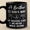 We Never Walk Alone - Family Personalized Custom Black Mug - Gift For Family Members