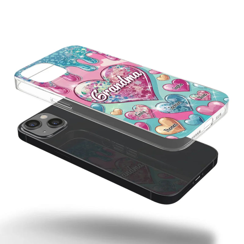 A Grandmother’s Heart Holds Forever Love - Family Personalized Custom 3D Inflated Effect Printed Clear Phone Case - Gift For Mom, Grandma