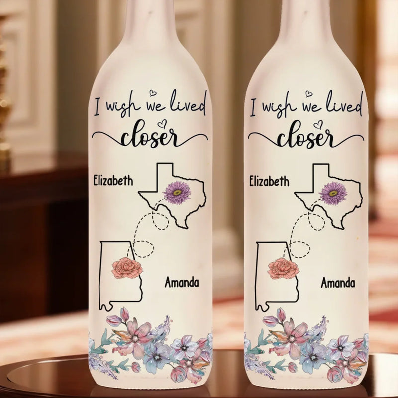 Distance Means So Little - Bestie Personalized Custom Bottle Lamp - Gift For Best Friends, BFF, Sisters