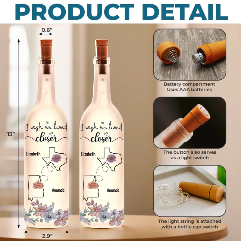 Custom Name Long Distance Gifts - Personalized Bottle Lamp