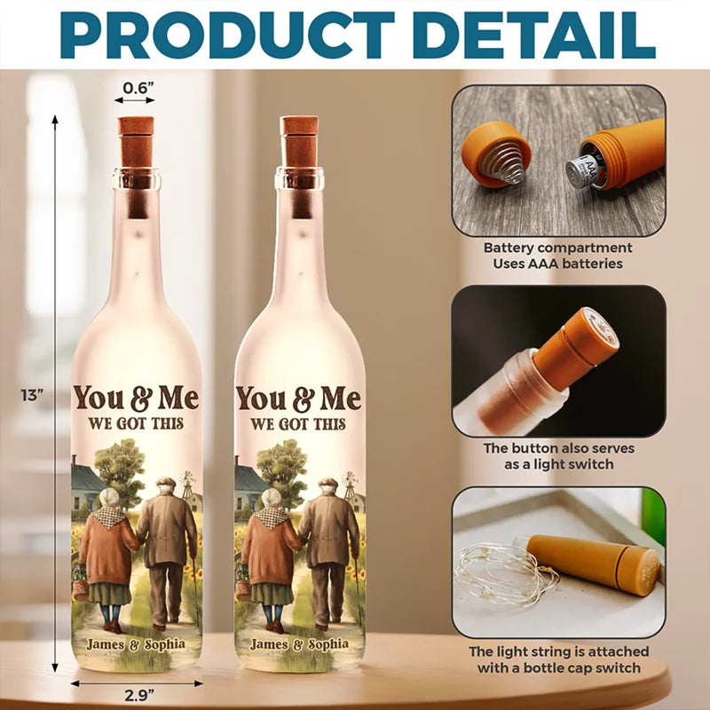 Custom Name You & Me Couple Gifts - Personalized Bottle Lamp