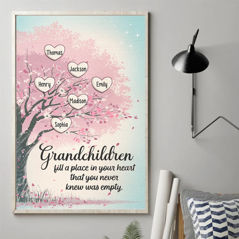 Grandchildren Complete Your Heart - Family Personalized Custom Vertical Poster - Gift For Grandma, Grandpa, Grandkid