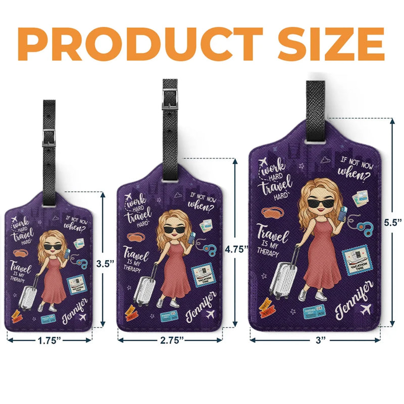 Work Hard, Travel Harder - Travel Personalized Custom Luggage Tag - Holiday Vacation Gift, Gift For Adventure Travel Lovers
