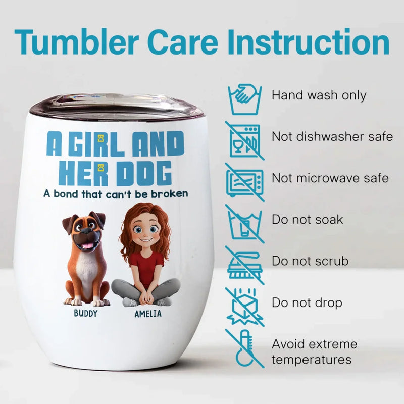 Custom Name Dog Lover Bond Gifts - Personalized Wine Tumbler