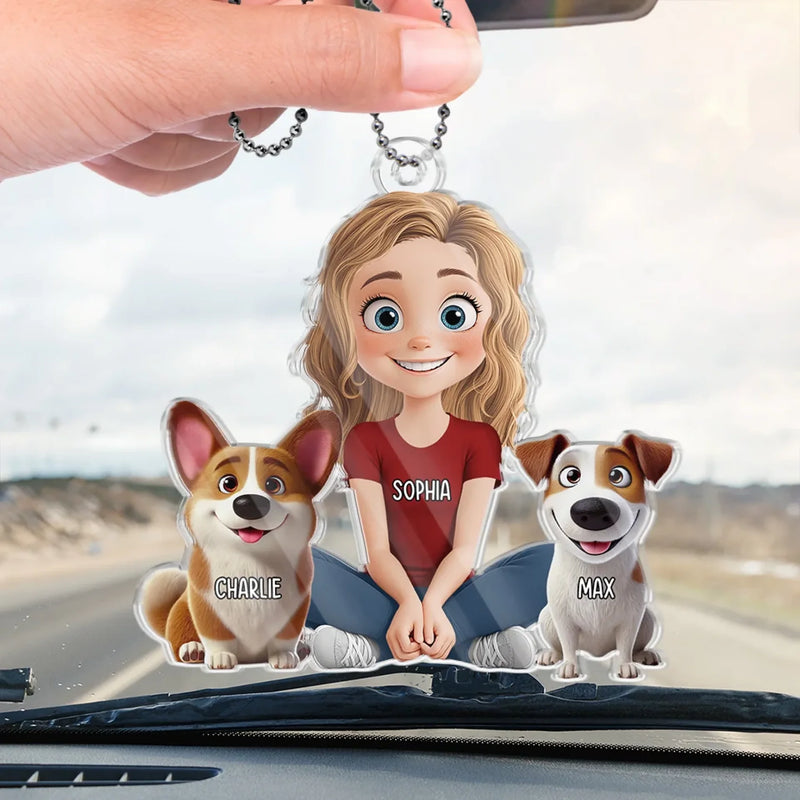 Forever Bonded By Love And Paws - Dog Personalized Custom Car Ornament - Acrylic Custom Shaped - Gift For Pet Owners, Pet Lovers