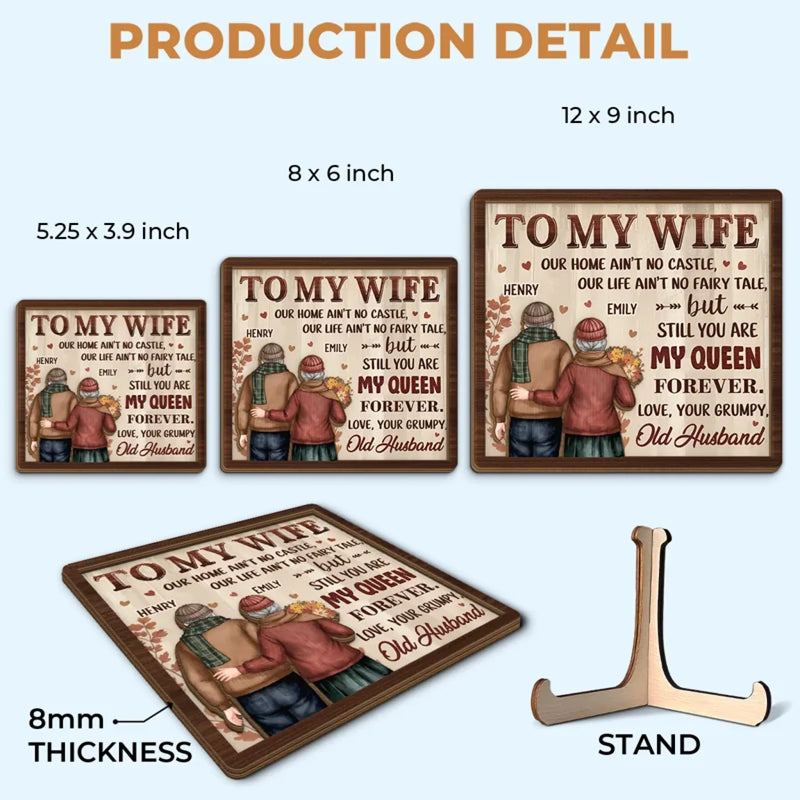 Custom Funny Wife Love Quote Anniversary Gifts - Personalized Wooden Plaque