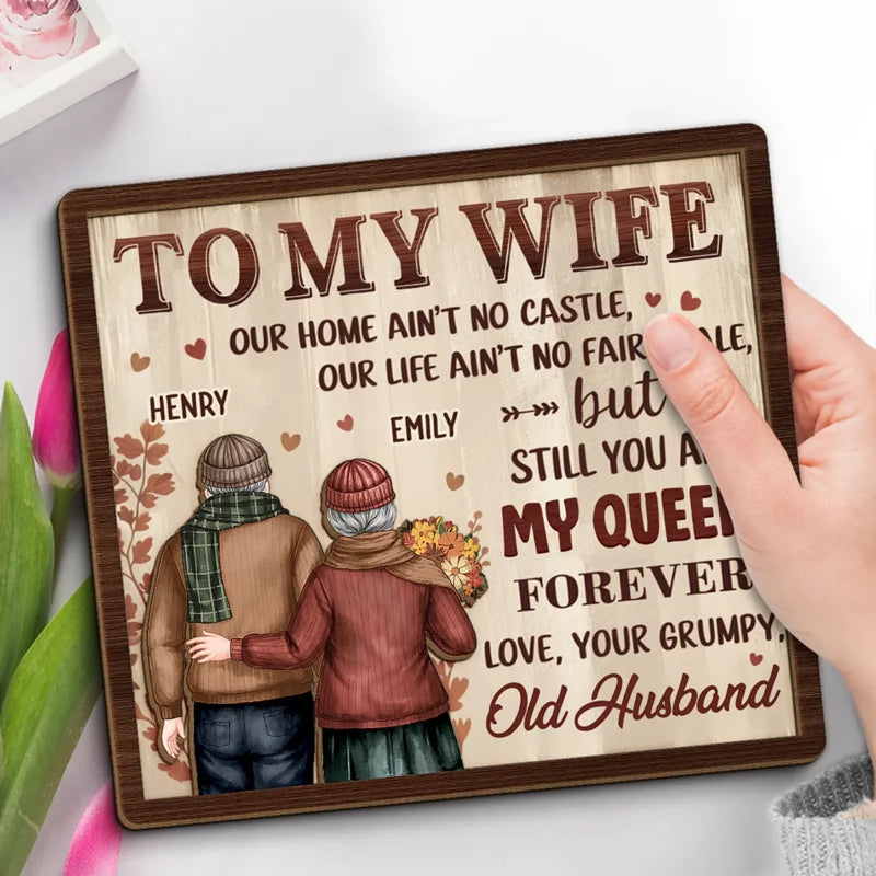 Custom Funny Wife Love Quote Anniversary Gifts - Personalized Wooden Plaque