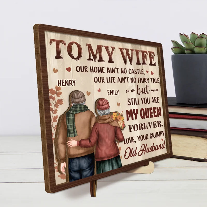 You Are My Queen - Couple Personalized Custom 2-Layered Wooden Plaque With Stand - Gift For Husband Wife, Anniversary