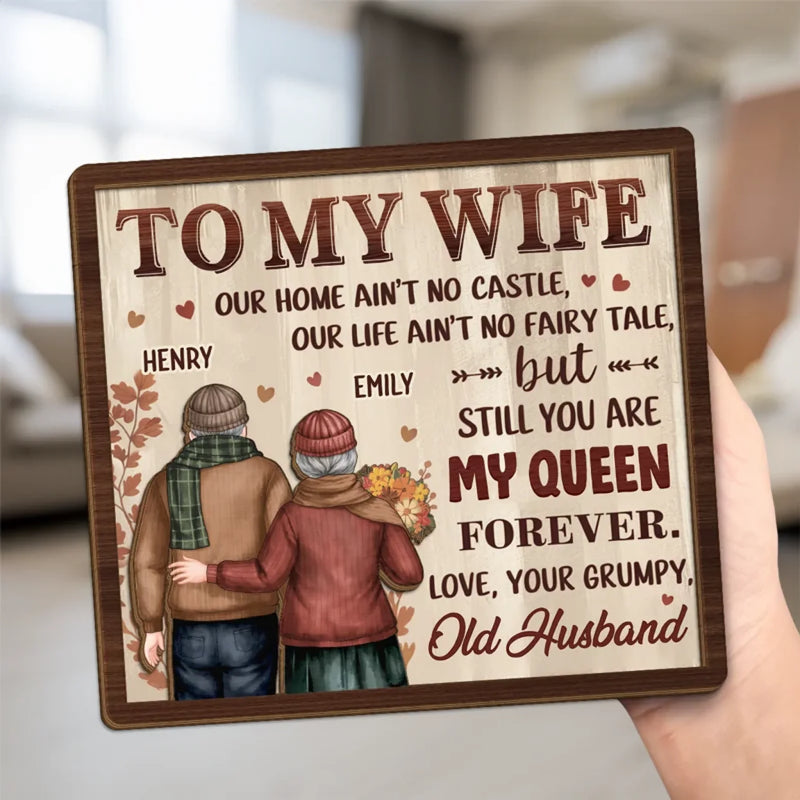 You Are My Queen - Couple Personalized Custom 2-Layered Wooden Plaque With Stand - Gift For Husband Wife, Anniversary