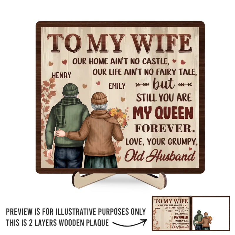 Custom Funny Wife Love Quote Anniversary Gifts - Personalized Wooden Plaque