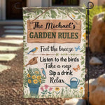 Custom Name Garden Rules Decor - Personalized Flag