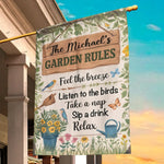 Custom Name Garden Rules Decor - Personalized Flag