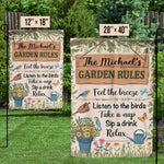 Custom Name Garden Rules Decor - Personalized Flag