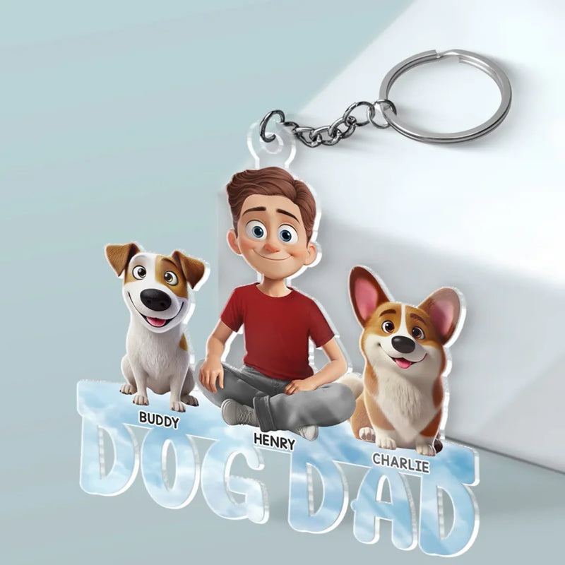 Love Is A Wagging Tail - Dog & Cat Personalized Custom Shaped Acrylic Keychain - Gift For Pet Owners, Pet Lovers