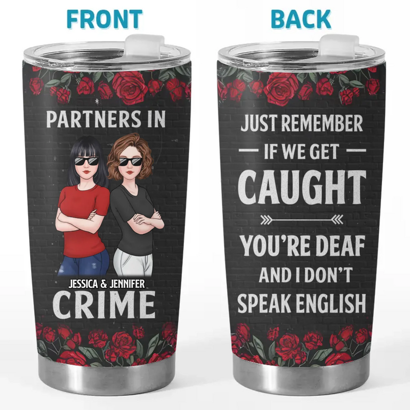 Custom Name Partners in Crime Gifts for Best Friends - Personalized Tumbler