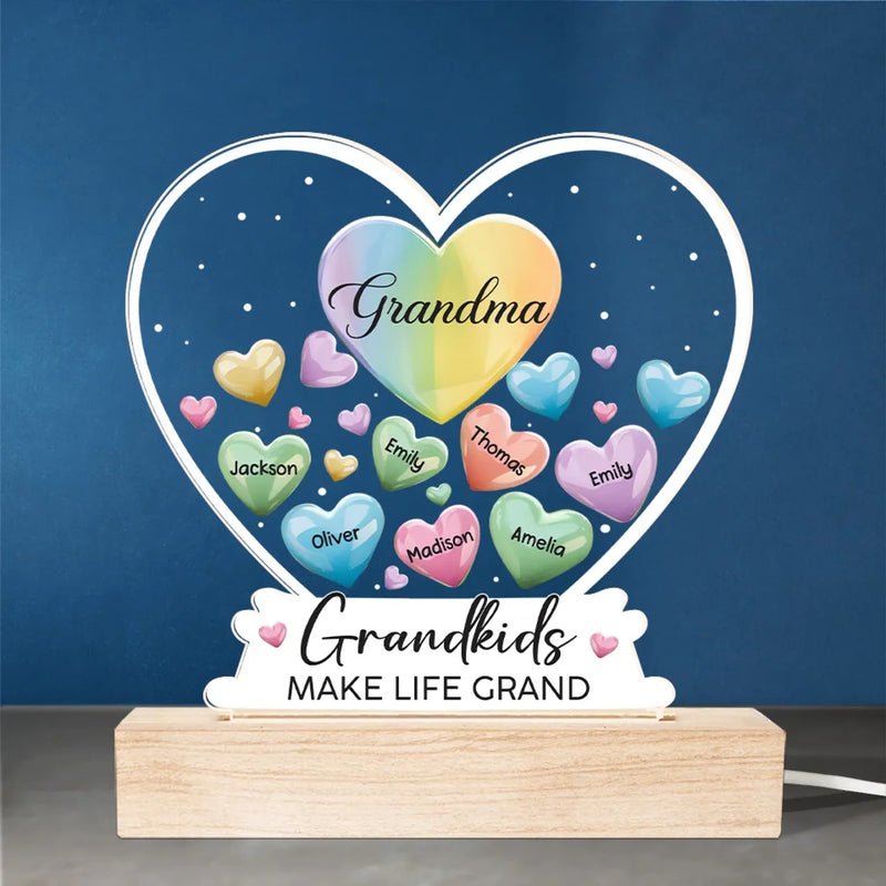 A Garden Of Love Grows In A Grandma's Heart - Family  Personalized Custom Shaped 3D LED Light - Gift For Grandma, Grandpa, Grandkid