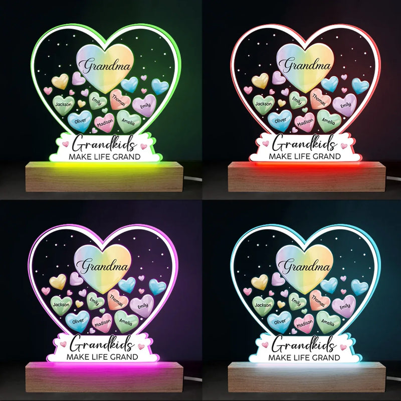 A Garden Of Love Grows In A Grandma's Heart - Family  Personalized Custom Shaped 3D LED Light - Gift For Grandma, Grandpa, Grandkid