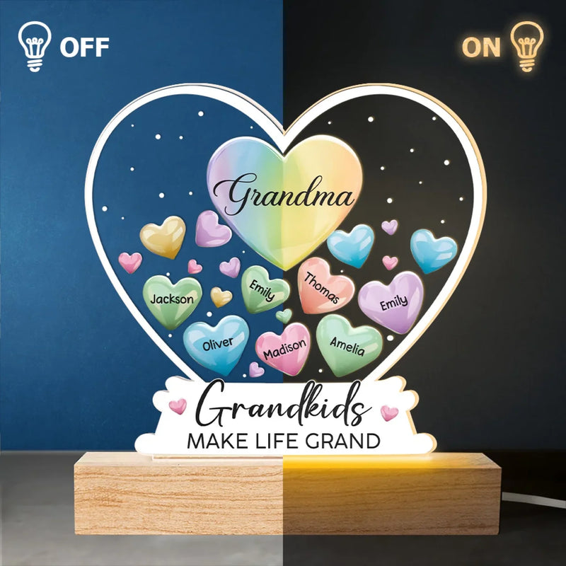 A Garden Of Love Grows In A Grandma's Heart - Family  Personalized Custom Shaped 3D LED Light - Gift For Grandma, Grandpa, Grandkid