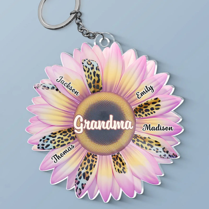 Grandma's Garden Is A Place Where Love Grows Wild - Family Personalized Custom Shaped Acrylic Keychain - Gift For Mom, Grandma