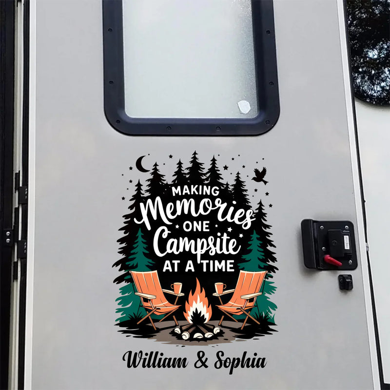 Making Memories One Campsite At A Time - Camping Personalized Custom RV Decal - Gift For Yourself, Best Friends, Siblings, Family Members, Camping Lovers