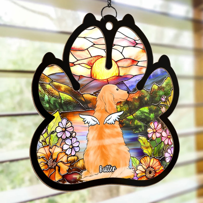 Heaven Gained A Furry Angel - Memorial Personalized Window Hanging Suncatcher Ornament - Sympathy Gift For Pet Owners, Pet Lovers