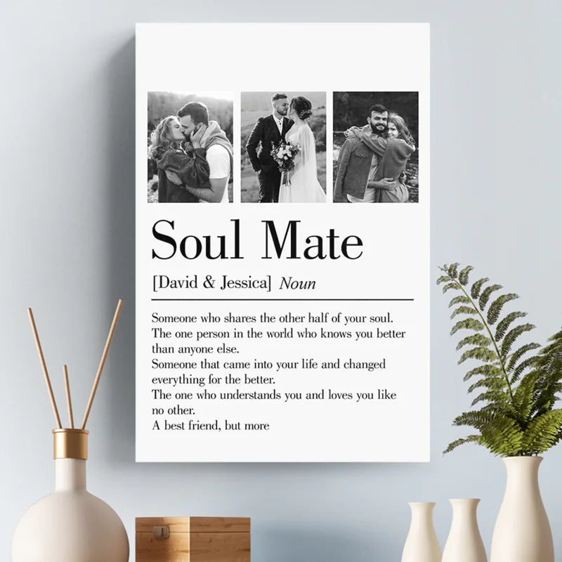 Custom Photo Soulmates, Always - Couple  Personalized Custom Vertical Canvas - Gift For Husband Wife, Anniversary