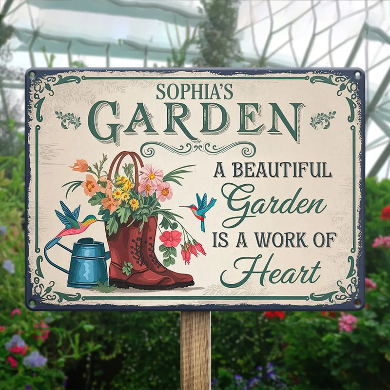 Custom Name Garden Gifts for Garden Lovers - Personalized Metal Sign