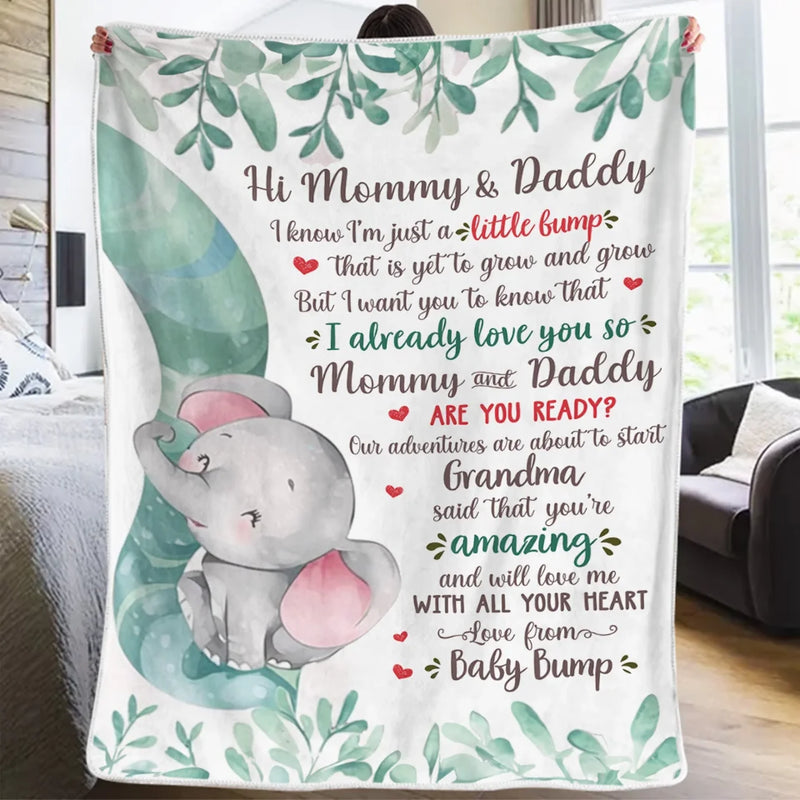 A Tiny Miracle Made Me A Mom - Family Personalized Custom Blanket - Baby Shower Gift, Gift For First Mom