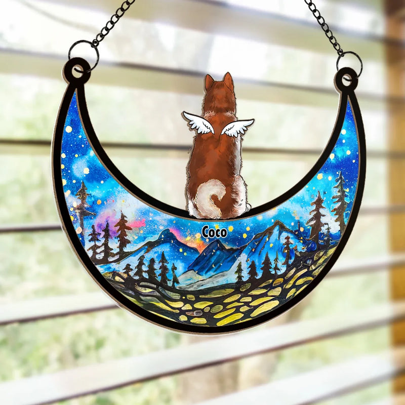 Your Purrs Echo In Our Memories - Memorial Personalized Window Hanging Suncatcher Ornament - Sympathy Gift For Pet Owners, Pet Lovers