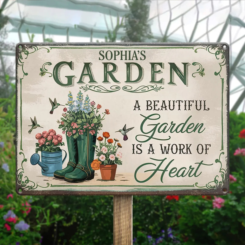 Custom Name Garden Decor Sign - Personalized Metal Sign