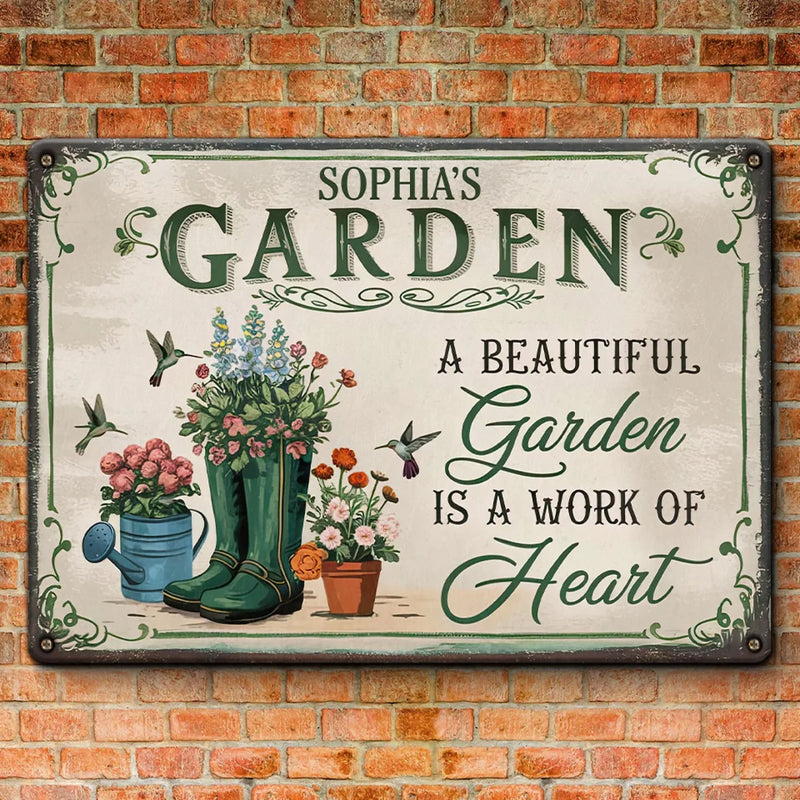 Custom Name Garden Decor Sign - Personalized Metal Sign