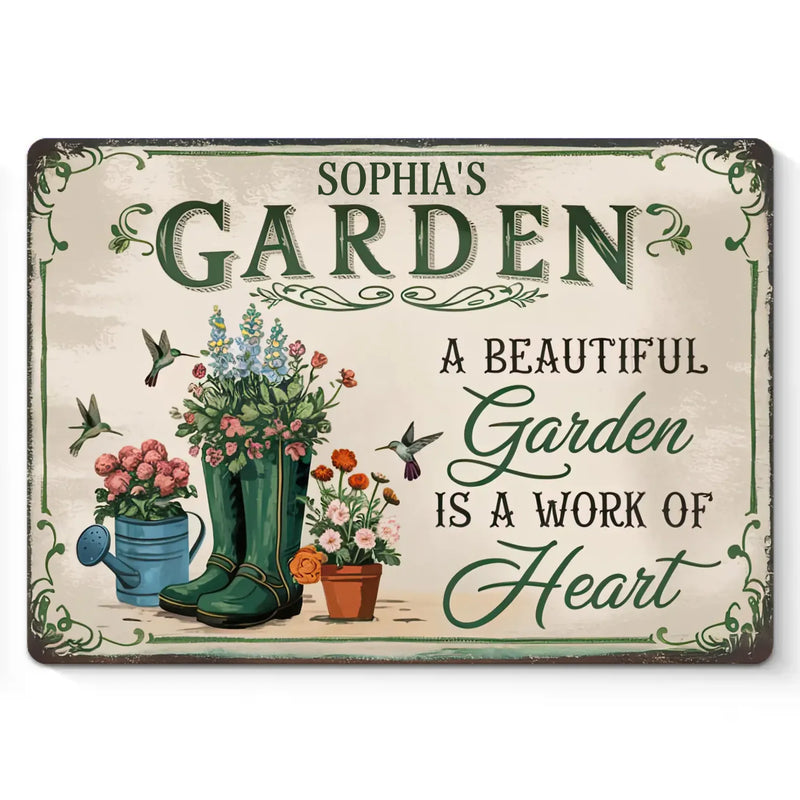 Custom Name Garden Decor Sign - Personalized Metal Sign