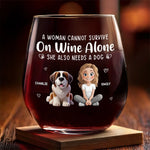 Custom Name Wine and Dog Lover Gifts for Women - Personalized Wine Glass
