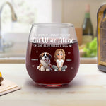 Custom Name Wine and Dog Lover Gifts for Women - Personalized Wine Glass