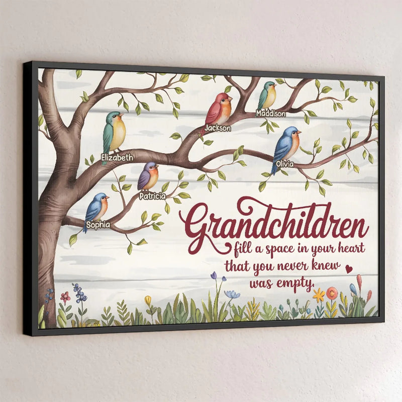 They Fill Our Hearts With Unexpected Joy - Family Personalized Custom Horizontal Poster - Gift For Grandma, Grandpa, Grandkid