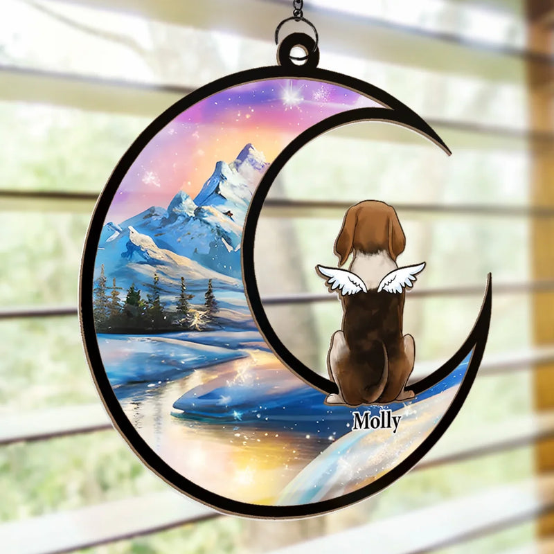 Custom Name Memorial Dog Mountain Gifts - Personalized Suncatcher Ornament