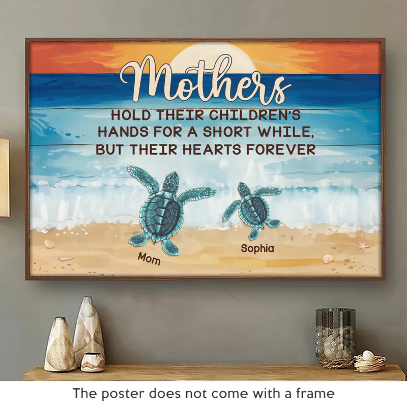 Custom Name Sea Turtle Gifts for Mom - Personalized Poster