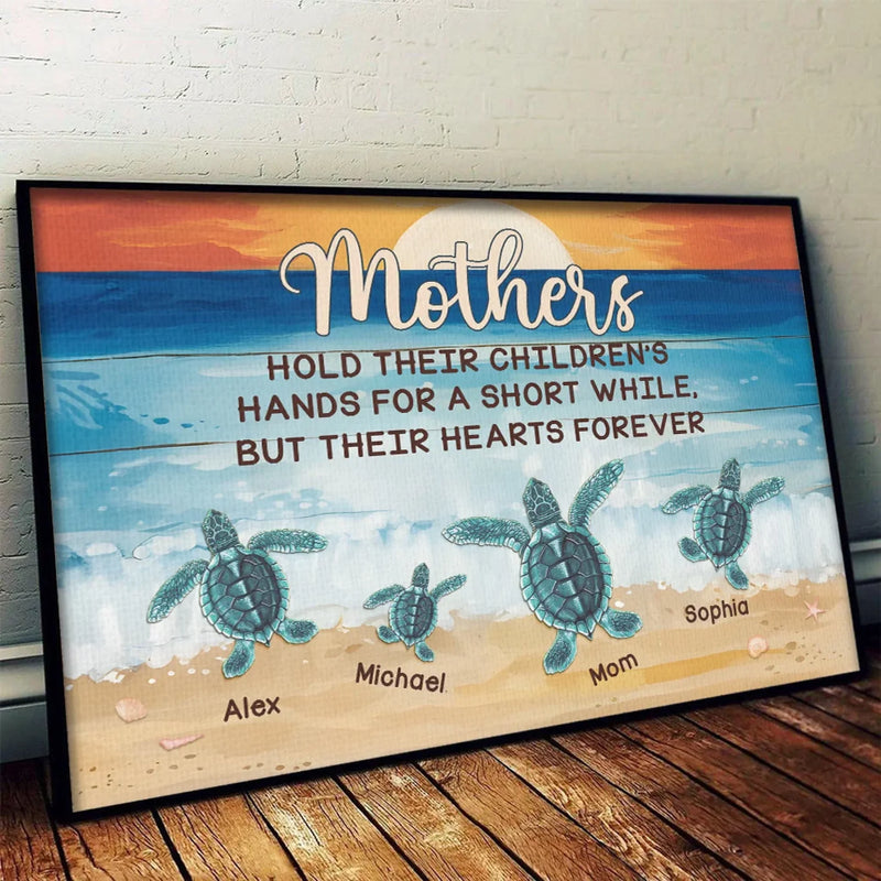 Custom Name Sea Turtle Gifts for Mom - Personalized Poster