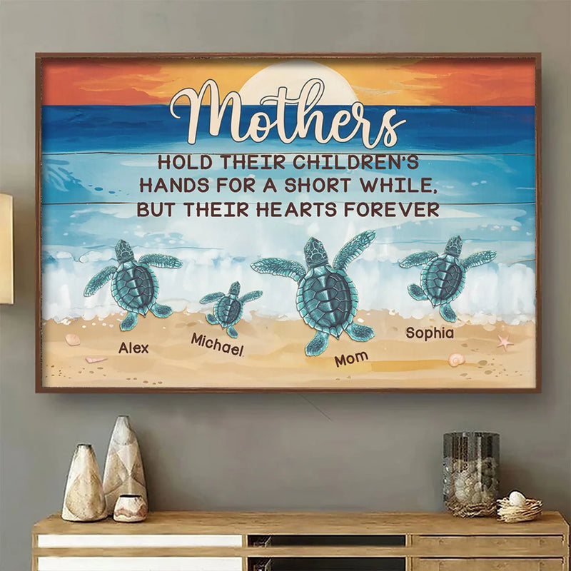 Custom Name Sea Turtle Gifts for Mom - Personalized Poster