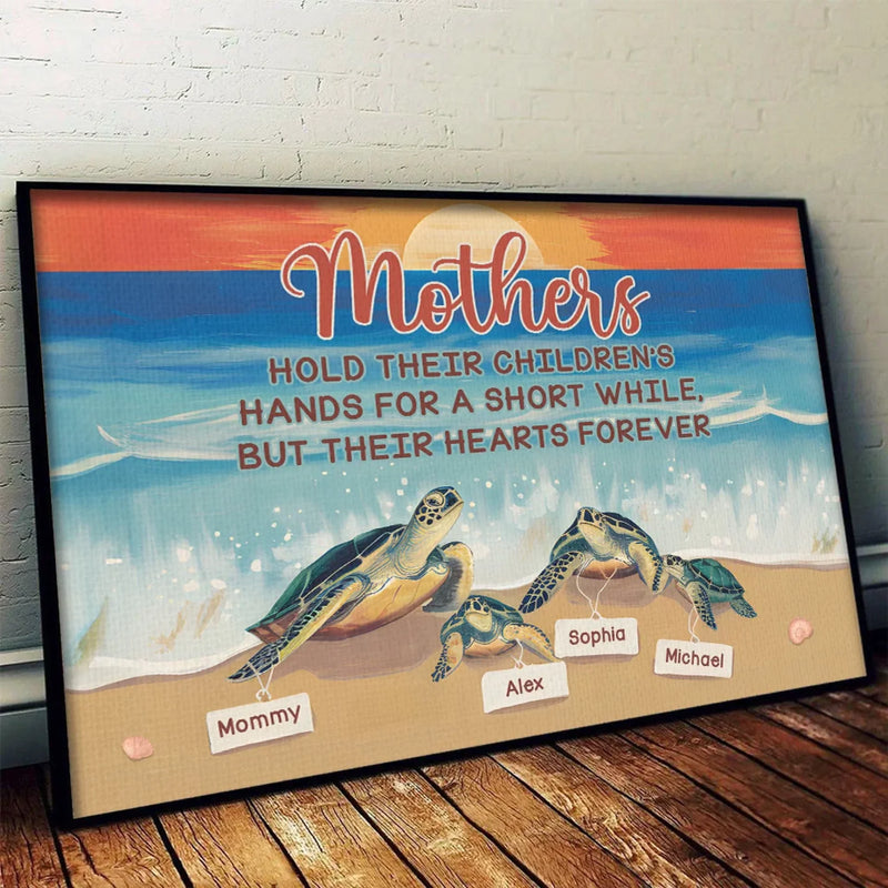 Custom Name Mother Sea Turtle Gifts for Mom - Personalized Poster