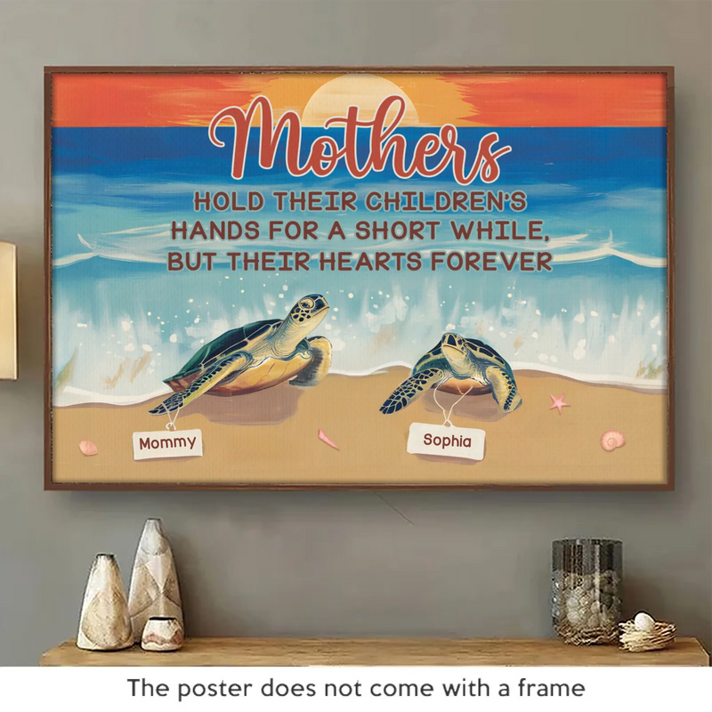 Custom Name Mother Sea Turtle Gifts for Mom - Personalized Poster