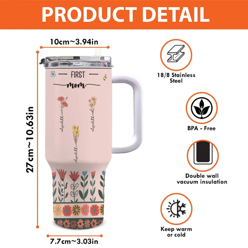 First Mom Now Grandma Gifts for Grandmothers - 40 Oz Tumbler With Handle