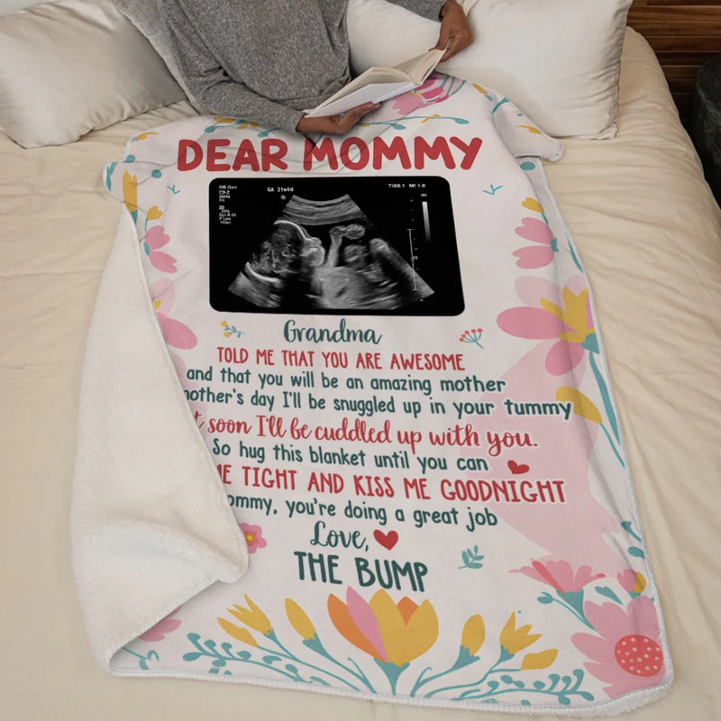 Custom Photo Cuddled Up With You, My Little Bump - Family Personalized Custom Blanket - Baby Shower Gift, Gift For First Mom
