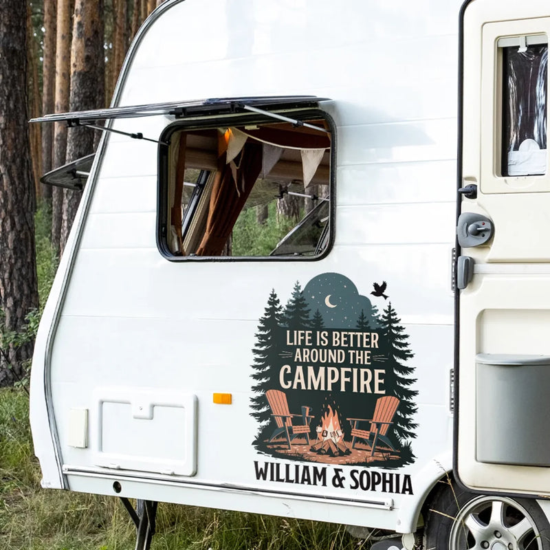 Every Flame Tells A Story - Camping Personalized Custom RV Decal - Gift For Yourself, Best Friends, Siblings, Family Members, Camping Lovers