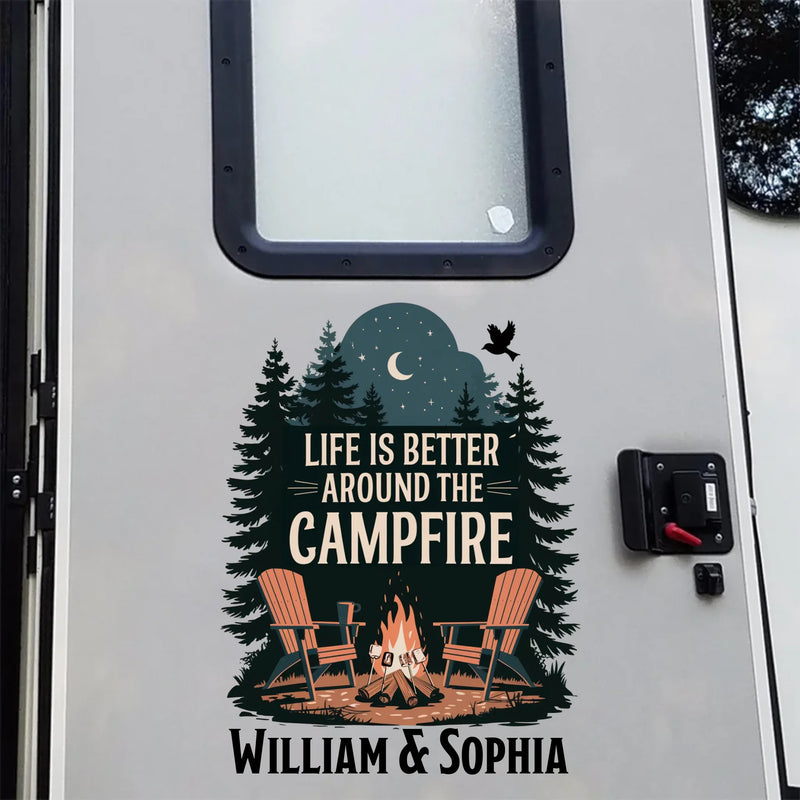 Every Flame Tells A Story - Camping Personalized Custom RV Decal - Gift For Yourself, Best Friends, Siblings, Family Members, Camping Lovers