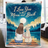 I Love You To The Moon And Back - Dog & Cat Personalized Custom Blanket - Gift For Pet Owners, Pet Lovers