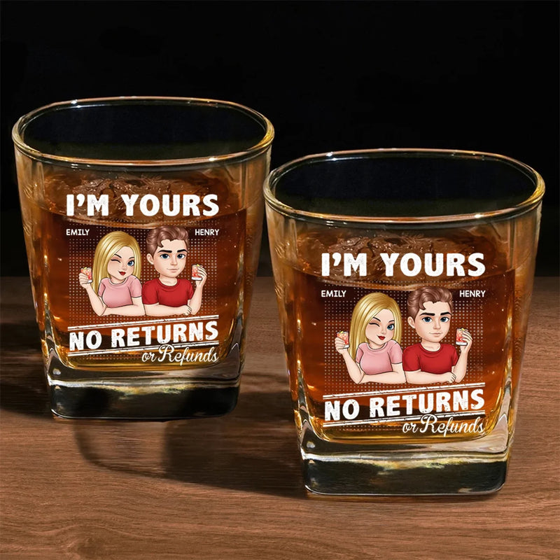 I'm Your Everything And You’re Mine - Couple Personalized Custom Square Whiskey Glass - Gift For Husband Wife, Anniversary