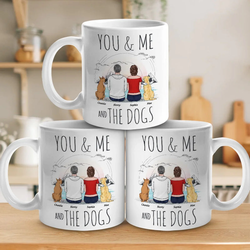 Custom Name Couple and Dog Lover Gifts - Personalized Mugs