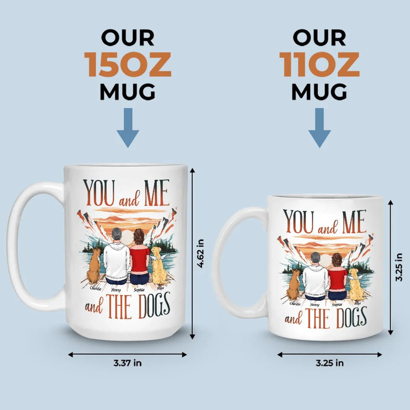 Just You, Me, And Wagging Tails - Couple Personalized Custom Mug - Gift For Husband Wife, Anniversary, Pet Owners, Pet Lovers